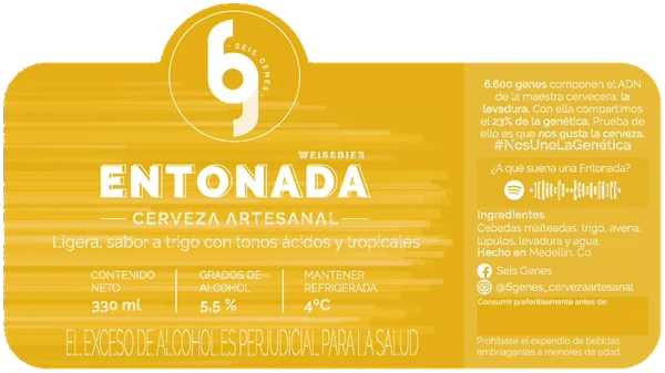Etiqueta de la cerveza Entonada